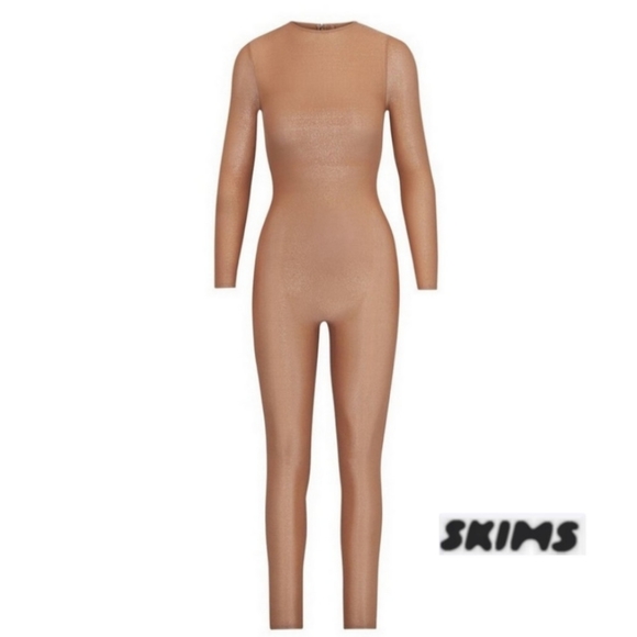 SKIMS Shimmer Catsuit Jumpsuit Sienna Tan 3X - Picture 1 of 4